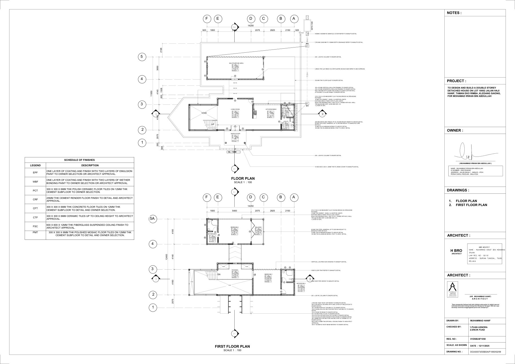 Double-storey detached house floor plans