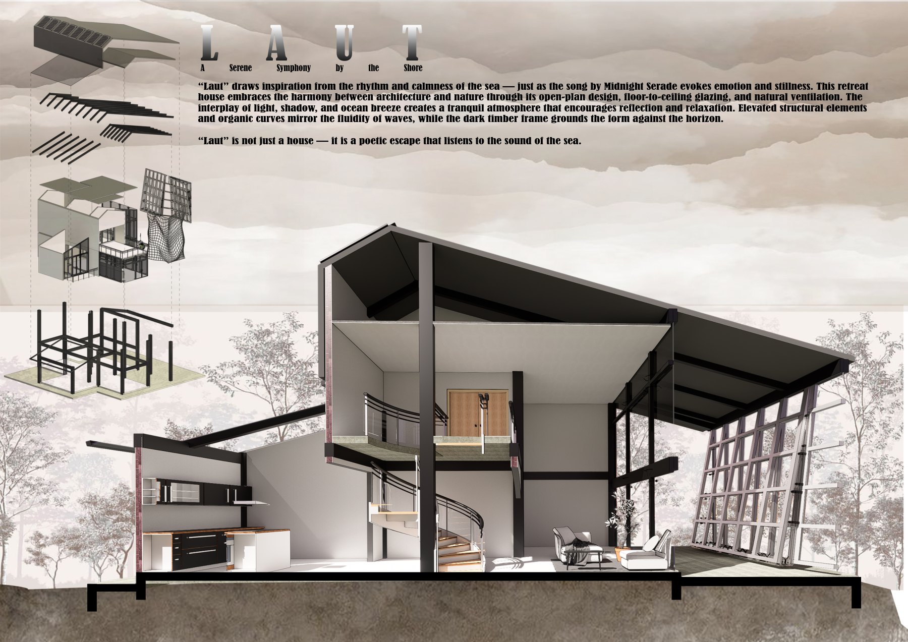 Laut architectural cutaway and structural visualisation board